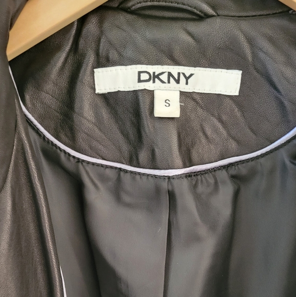 DKNY Leather Jacket Moto Racer Style - Picture 5 of 9